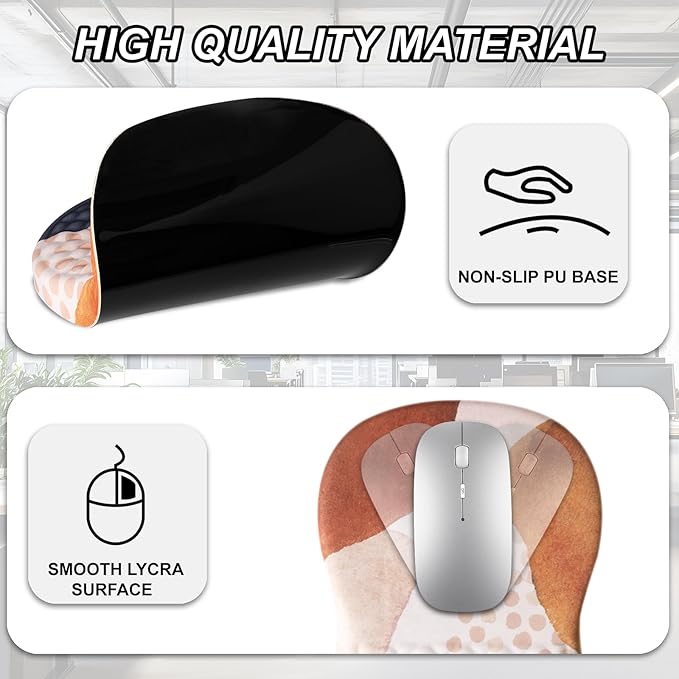 Ergonomic Mouse Pad Wrist Support and Keyboard Wrist Rest, Computer Carpal Tunnel Mouse Pads for Desk with Coaster Set, Memory Foam Mousepad with Non-Slip PU Base for Home Office (Marble Purple)