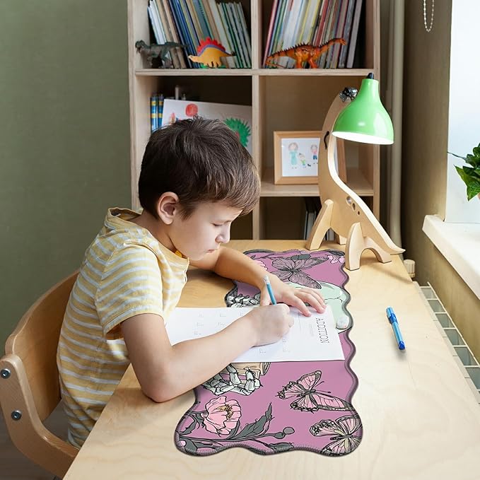 Skull Coffee Pink Large Gaming Mouse Pad Plus a Coaster, 31.5 x 11.8 inches Desk Mat Extended XL Mousepad with Stitched Edge Non-Slip Rubber, Desk Pad Computer Mouse Mat for Home Office