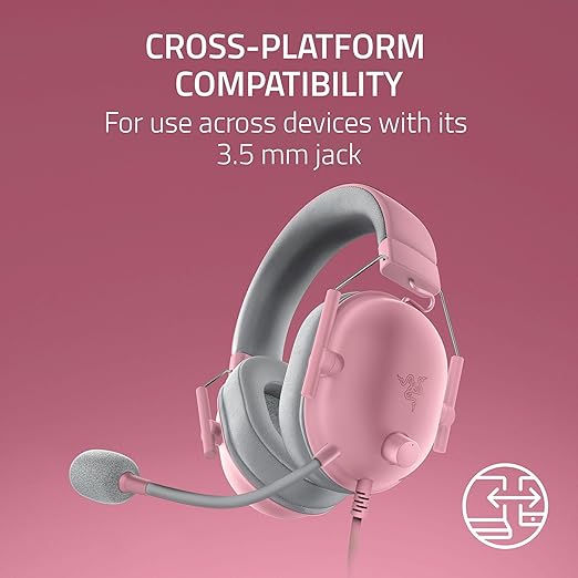 Razer BlackShark V2 X Xbox Gaming Headset: 50mm Drivers - Cardioid Mic - Lightweight - Comfortable Noise Isolating Earcups - for Xbox Series X, Series S, PS5, PC, Switch via 3.5mm Jack - Quartz Pink