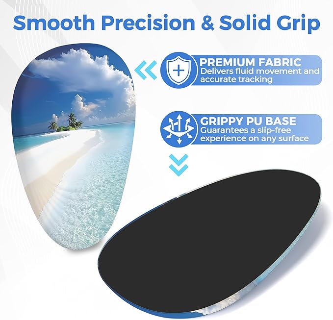 Ergonomic Mouse Pad with Wrist Support, Memory Foam Wrist Rest for Pain Relief & Carpal Tunnel, Non-Slip Base for Office, Computer, PC, Laptop (12x8x1.2inch, Maldive Beach)