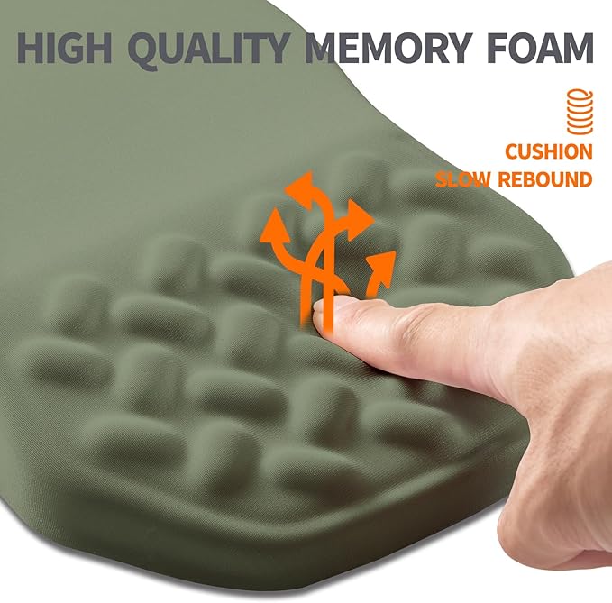 Ergonomic Slope Mouse Pad Wrist Support, Wrist Rest Mousepad for Carpal Tunnel with Massage Bulge and Slow Rebound Memory Foam (12x8 inch, Olive Green)