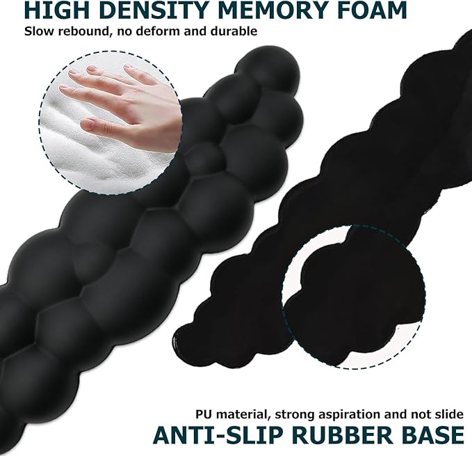 Cloud Wrist Rest Keyboard, PU Leather Memory Foam Wrist Rest for Computer Keyboard, Ergonomic Keyboard Wrist Rest Pad and Cute Mouse Wrist Rest for Gaming, Office, Computer, Typing, Black