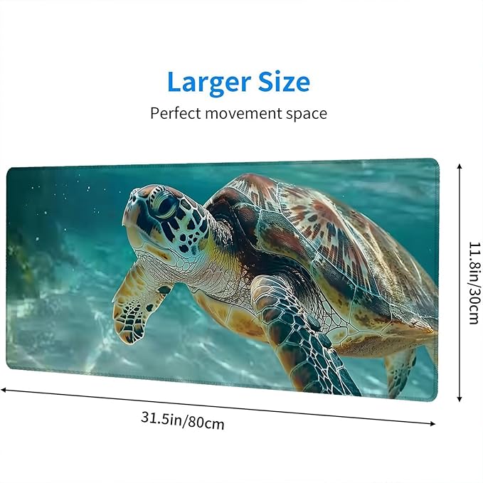 Sea Turtle Gaming Mouse Pad Cute Animal Ocean Beach XL Mouse Pad Large Mousepad Extended Laptop Keyboard Mat Gaming Desk Pad Mouse Mat 31.5"x11.8" Office Computer Keyboard Laptop Home
