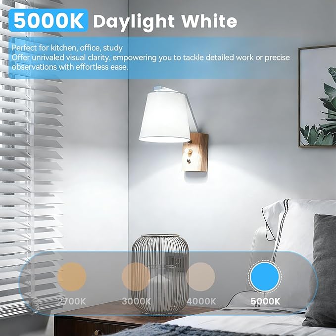 Brightever A19 LED Light Bulbs, 100 Watt Equivalent Light Bulbs Dimmable, Daylight White 5000K, 1100 Lumens, Energy Efficient 12W, 4-Pack