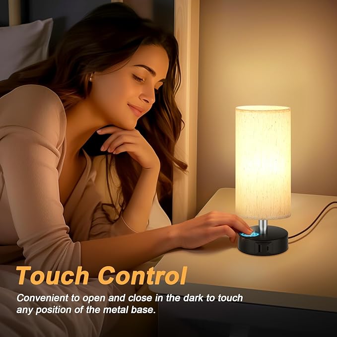 Small Touch Bedside Lamp for Bedroom - Table Lamps for Nightstand, Minimalist Night Stands Light Lamp, Desk Lamps for Reading, Kids, Living Room, Office, Dorm