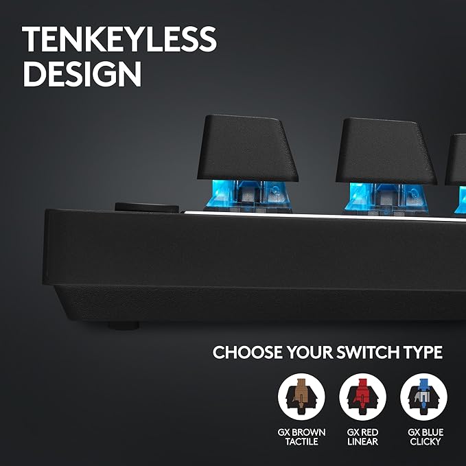 Logitech G PRO X TKL Lightspeed Wireless Gaming Keyboard, Ultra-Portable Tenkeyless Design, LIGHTSYNC RGB, PBT keycaps, Linear Switches (GX Red) - Black