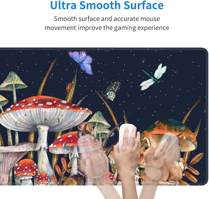 Mushrooms Mouse Pad XL Large Mousepad Non Slip Rubber Base Desk Mat for Laptop Computer Gaming 31.5" X 12"