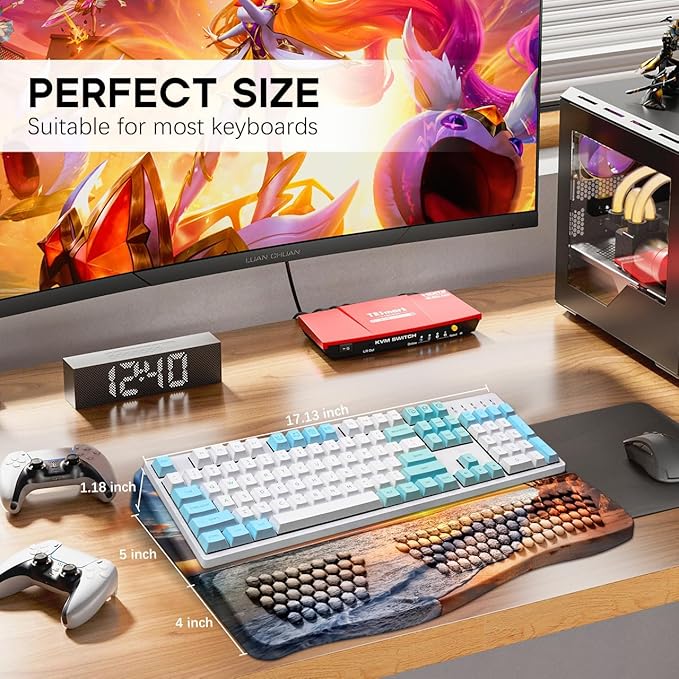 JIKIOU Keyboard Stand with Wrist Rest, Computer Keyboard Stand Pad with Non-Slip Base, Comfy Ergonomic Keyboard Riser Holder for Gaming Office Home 17.13x9.5 in (05Sunset)