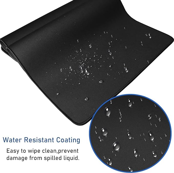 Large Mouse Pad, (31.5X11.8In) Durable Non-Slip Natural Rubber Base Desk Mousepad with Stitched Edges, Waterproof Computer Keyboard Pad Mat for Esports Pros/Gamer/Desktop/Office/Home - Black