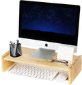 KINLINK Solid Wood Monitor Stand Riser, Monitor Riser with 2 Adjustable Height, 15.8 inch Computer Riser for Computer, iMac, PC, Printer, Computer Monitor Stand for Home & Office, Natural