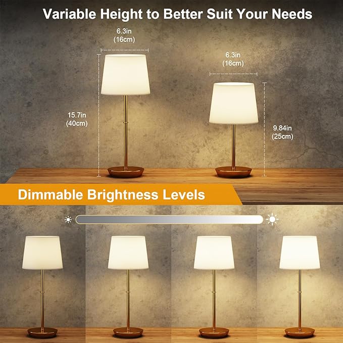 Cordless Table Lamp, 5000mAh Rechargeable Desk Lamp with Dimmable Magnetic RGB Bulbs & Remote, Battery Operated Small Wireless Lamp for Bedside, Dining Table, Kitchen Counter, Living Room