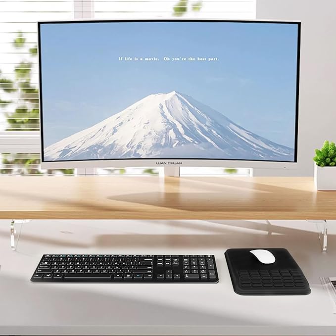 MEKASS Mouse Pad with Wrist Rest, Ergonomic Slope Mousepad for Carpal Tunnel, Memory Foam Desk Computer Wrist Support Mouse Pad with Non-Slip PU Base for Office Home (Beach)