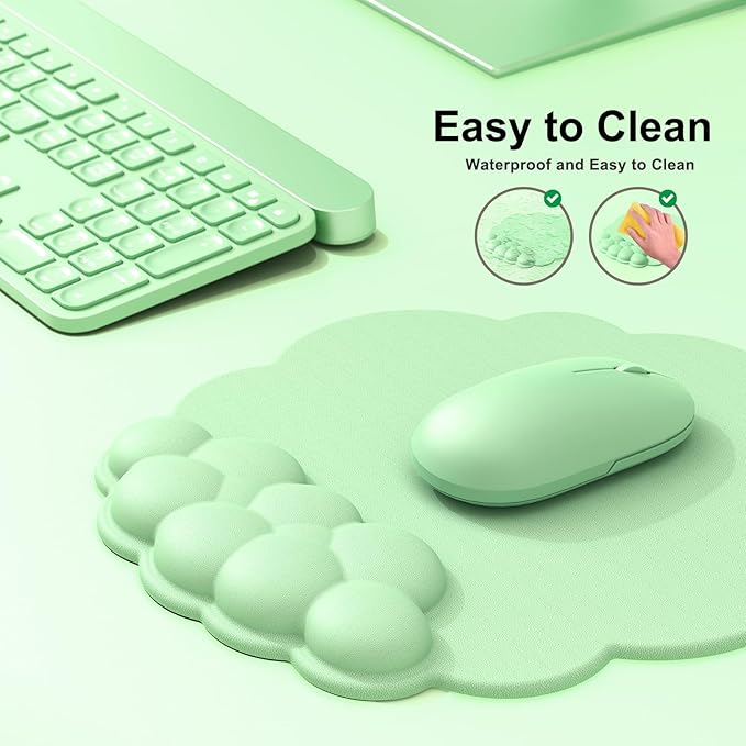 Cloud Mouse Pad with Wrist Rest, Cloud Keyboard Wrist Rest, Mouse Pad Wrist Support, Ergonomic Keyboard Mouse Wrist Support (Green)