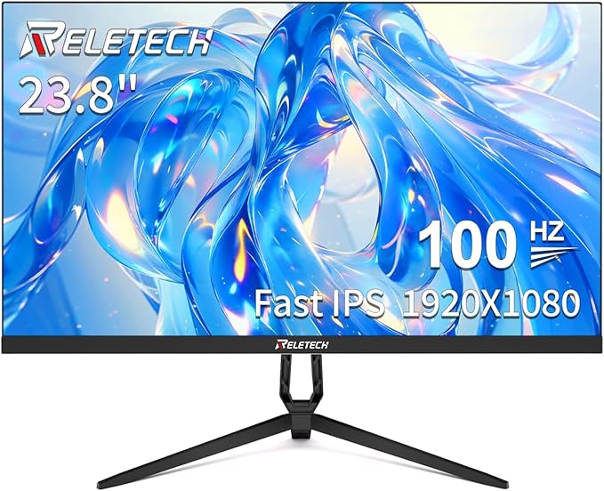 23.8 Inch Computer Monitor, FHD 1080P 100Hz Fast-IPS Gaming Monitor with Eye Care, 100% sRGB, Low Blue Light, VESA Mount, HDMI VGA Ports for Home Office (R23 Pulse)