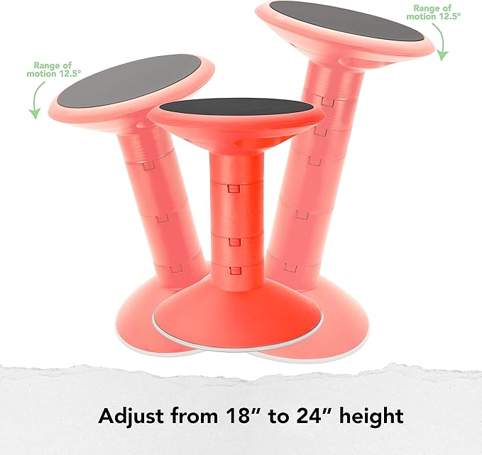 Storex Active Tilt Stool – Ergonomic Seating for Flexible Office Space and Standing Desks, Adjustable 12-24 Inch Height, Red (00324A01C)