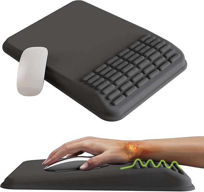 MEKASS Mouse Pad with Wrist Rest, Ergonomic Slope Mousepad for Carpal Tunnel, Memory Foam Desk Computer Wrist Support Mouse Pad with for Office Home (Dark Gray)