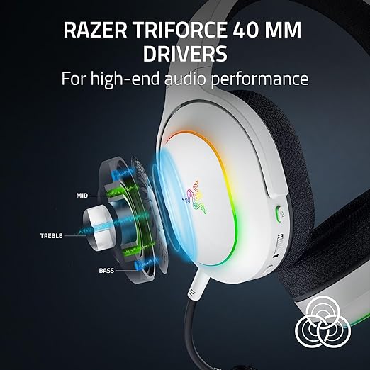 Razer Barracuda X Chroma Wireless Gaming Headset: 2.4GHz Wireless & Bluetooth - Lightweight - Chroma RGB - 40mm Drivers - Cardioid Mic - 70 Hr Battery - for PC, Mac, PS5, Switch 2, Smartphone - White
