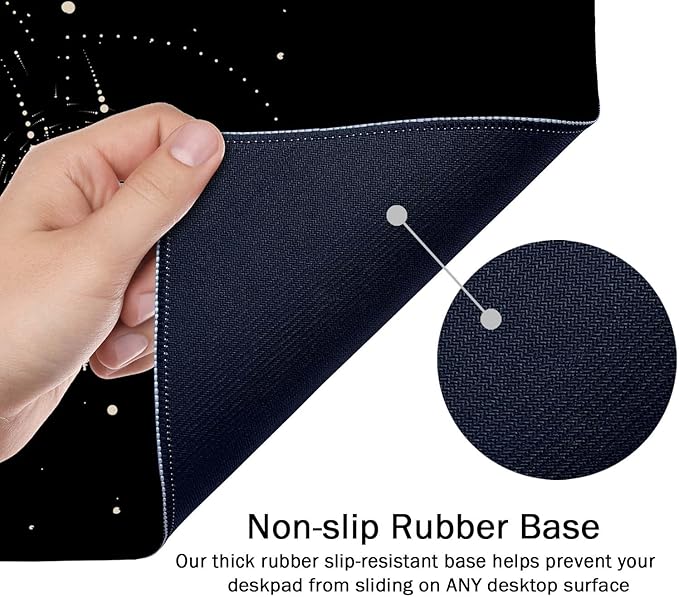 SSOIU Moon Phases Large Mouse Pad, Full Desk XXL Extended Gaming Mouse Pad 35.5" X 15.7", Waterproof Desk Mat Stitched Edges, Non-Slip Laptop Computer Keyboard Mousepad for Office and Home