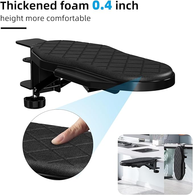 Ergonomics Desk Extender Tray, Table Mount Arm Wrist Rest Shelf, 90° Foldable Elbow Arm Support,Foldable, Swivel, Computer Desk Extender Tray for Home and Office (Foldable Model)