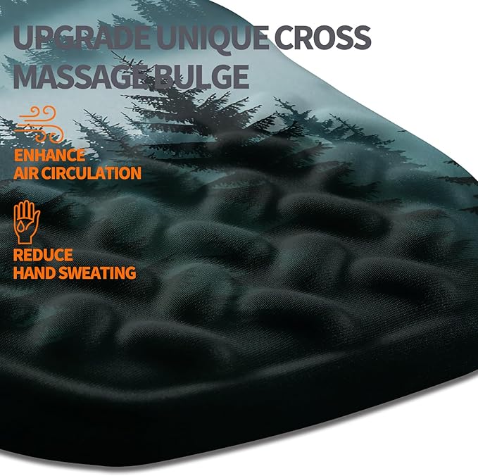 Ergonomic Slope Mouse Pad Wrist Support, Wrist Rest Mousepad for Carpal Tunnel with Massage Bulge and Slow Rebound Memory Foam (12x8 inch, Foggy Forest)