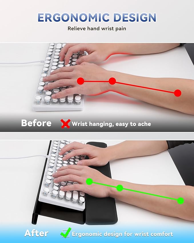 Computer Keyboard Wrist Rest Stand for Desktop, Keyboard Holder for Easy Typing with Wrist Pad for Office Desk, Home, School (Black)