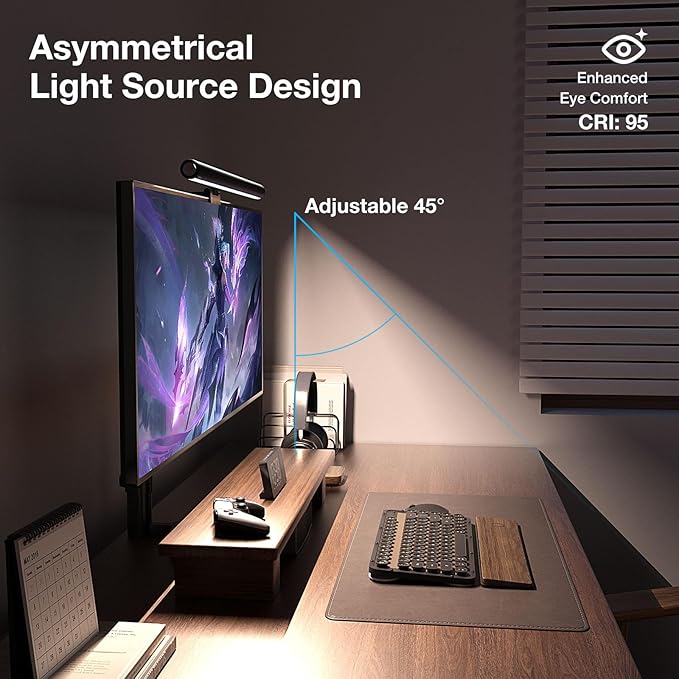 LED Screen Light Bar, Stepless Dimming Monitor Lamp for Desk Office Home Game, No Screen Glare/Touch Control/Space Saving/USB Powered