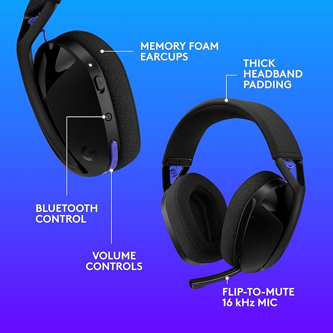 Logitech G321 Lightspeed Wireless Bluetooth Gaming Headset, Dynamic Comfort and fit, 16 kHz Boom mic, 20+ hrs Battery, PC, PS4, PS5, Nintendo Switch, Mobile - Black