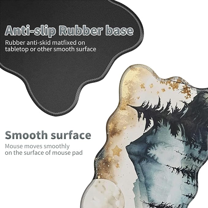 Landscape Forest Large Gaming Mouse Pad Plus a Coaster, 31.5 x 11.8 inches Desk Mat Extended XL Mousepad with Stitched Edge Non-Slip Rubber, Desk Pad Computer Mouse Mat for Home Office