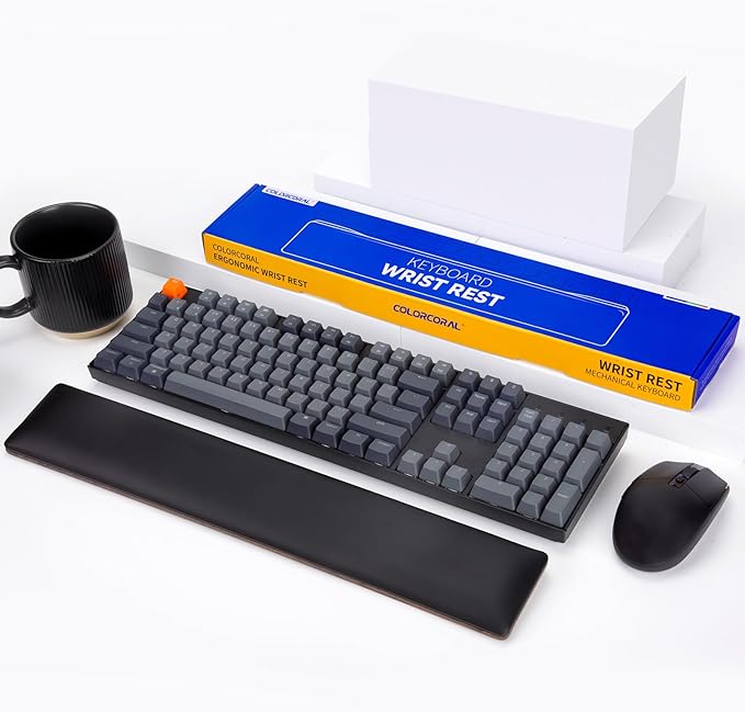 COLORCORAL Wrist Rest for Computer Keyboard Ergonomic Wrist Support with Memory Foam Walnut Wooden Wrist Pad with Anti-Slip Rubber Base for Typing Pain Relief Comfort for Office, Gaming