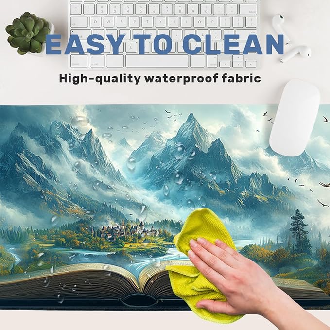 Magical Landscape Desk Mat Gaming Mouse Pad Book River Mountain Fantasy Mousepad Computer Keyboard Pad Mouse Mat Laptop Mat 31.5 x 11.8 Mouse Pads for Desk Home Office Gaming