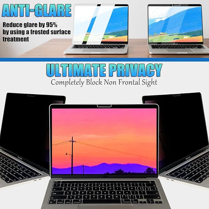 Nano-Suction Privacy Screen Protector for MacBook Pro 14 Inch (2021-2024, M1, M2, M3, M4, Pro, Max) Removable Laptop Privacy Screen Shield