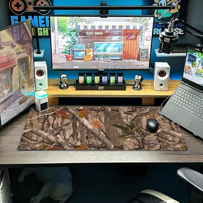 Real Camo Hunting Mouse Pad Extended Large Gaming Mousepad XL Big Long Oversized Desk Mat Stitched Edges 31.5 X 11.8 Inch for Home Office Black10