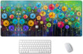 SSOIU Desk Mat, Extended Gaming Mouse Pad 35.5x15.7 in, Large Non-Slip Rubber Base Mousepad with Stitched Edges, Waterproof Keyboard Mouse Mat Desk Pad for Work, Game, Office, Home - Watercolor Floral