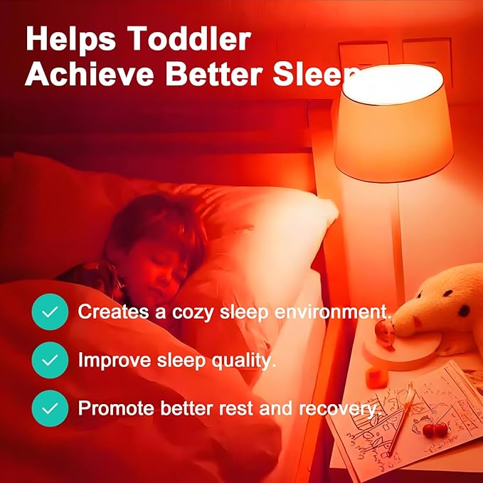 Verbeeck 670nm Red Light Bulb,9W E26 A19 Red Light Sleep Therapy Bulb,Dimmable,Melatonin Promoting,Healthy Sleep Light,Night Light for Bedroom,Baby Nursery,Reading,3 Pack