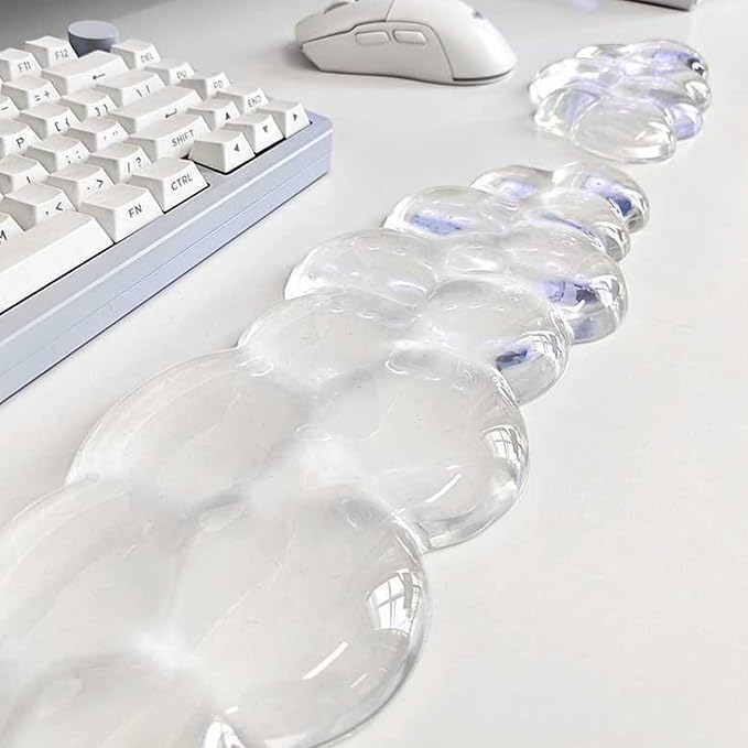 Mouse Pad with Wrist Rest, Soft Cloud Gel Keyboard Mouse Pad Set with Hand Wrist Support, Cute Non Slip Office Desk Accessories for Comfort/PC Gaming/Computer/Laptop, (Clear Cloud)