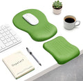 Ospelelf Mouse Pad with Wrist Rest Set Foam L-Shaped Desk Elbow Pad Ergonomic Desk Edge Cushion Anti-Slip Rubber Bottom Office Women Desk Accessories for Computer, Laptop and Gaming, Dark Green