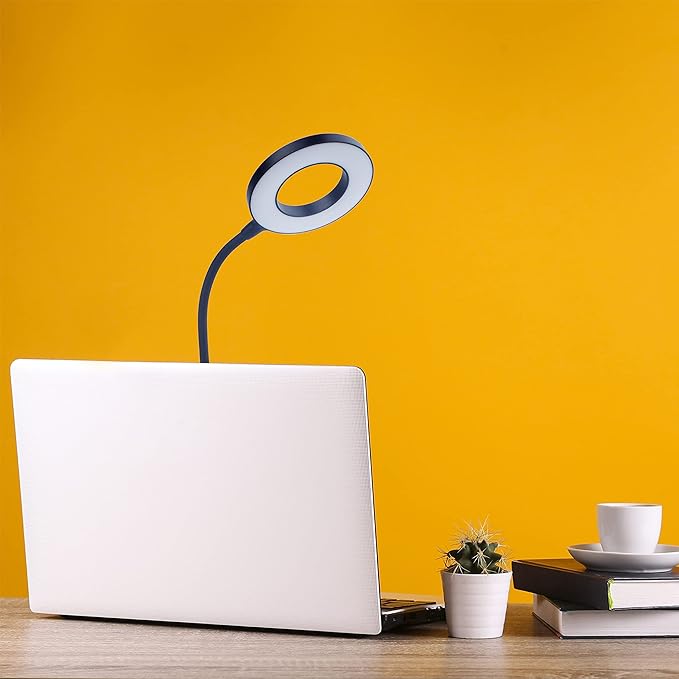 Newhouse Lighting Zlata Painted Black Plastic Tap or Touch Switch Dimmable and Adjustable Color Temperature Office Desk Lamp with 21 LEDs and USB Port, Wireless Charging