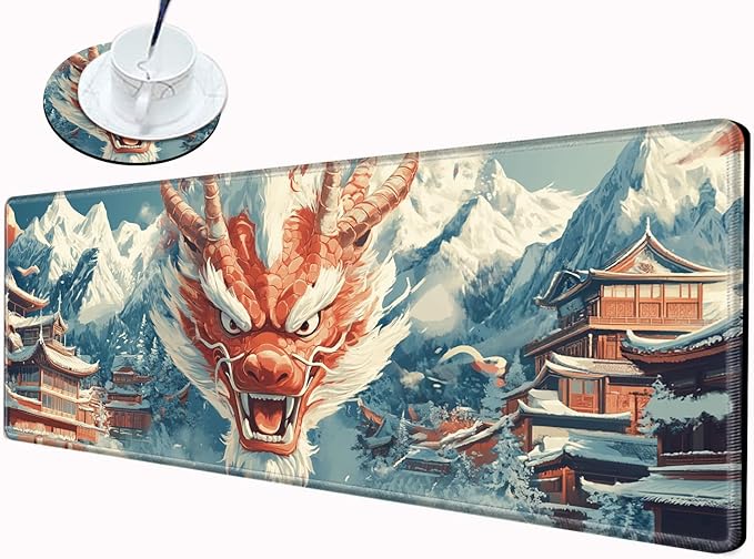 Dragon Mouse Pad Gaming Desk Mat 36x12 Mousepad Large Desk Pad Long Mouse Mat Big Laptop Mat for Wireless Mouse Non Slip Office Work Computer