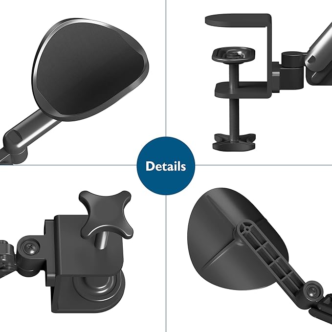 BONTEC Adjustable Arm Rest for Desk, Ergonomic Elbow Rest Pad, 360° Rotating & Extendable Desk Arm Support, Durable Aluminum, Keyboard & Computer Arm Rest Pad, Office & Gaming Desk Accessories