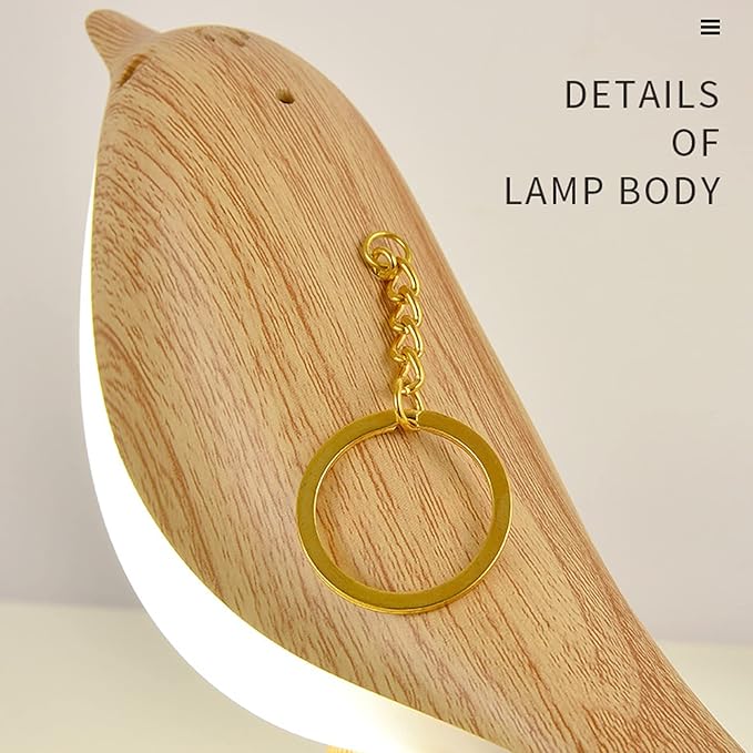 Bedside Touch Control Table Lamp Aroma Lamps Cute Bird Shaped Led Bedside Desk Lamp with USB Charging Port 3 Way Dimmable Creative Night Light Cordless Nightstand Lamp for Bedroom Home Office(Wood)