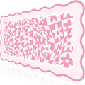 L-SPOUTTO Pink Mouse Pad,Retro Desk Mat XXL Large Scalloped Gaming Mousepad,35.4x15.7in Non-Slip Rubber Base Keyboard Pad Waterproof Desktop Mat for Laptop Computer Work Game Home Office-Pink Daisy