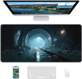 XL Gaming Mouse Pad, 31.5x15.7'' Large Desk Mat with Anti-Slip Rubber Base & Stitched Edges for Gaming, Office, Home, Dark Tunnel