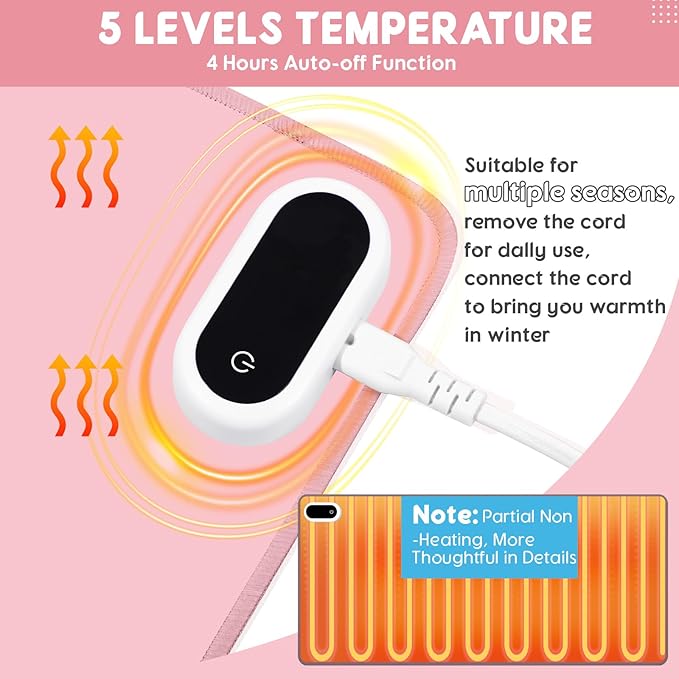 Konohan Heated Desk Pad Warm Mouse Pad, 5 Heating Level & 4 Hour Auto Shut-Off, PU Leather Warm Mouse Mat Heating Keyboard Gaming Mice Warmer Mat Only Supports 110v(Pink Color,35.4"x 14.2")