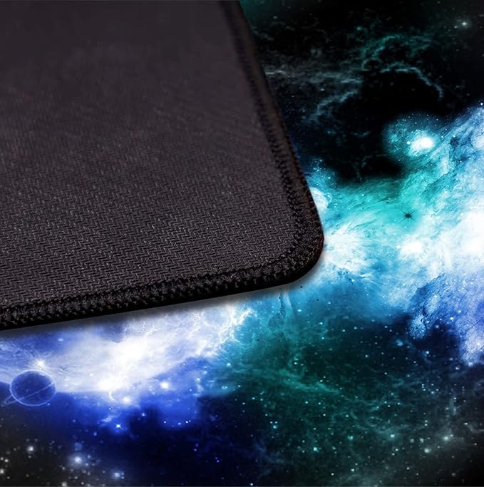 Large Extended Gaming Mouse Pad with Stitched Edges, Non-Slip Waterproof Rubber Base Mouse Pad for Office, Computer, Keyboard, Laptop and Home Desk Pad 35.4 x 15.7 x 0.12 Inch (Nebula Starry Sky)