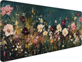 Vintage Wildflower Large Mouse Pad 31.5x15.7inch, Retro Floral Large Extended Computer Desk Mat Mousepad for Keyboard and Mouse, Floral Desk Accessories
