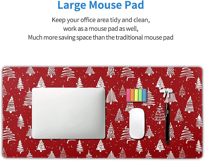 aportt Red Christmas Mouse Pad Christmas Tree Xmas Holiday Winter Extended Desk Mat 90X40 CM Non-Slip Rubber Base Stitched Edge Large XXL Mousepad for Gaming Laptop Computer Desktop 35.4×15.7 Inch