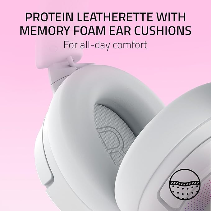 Razer Kraken Kitty V3 Pro Wireless RGB Gaming Headset: Chroma RGB Kitty Ears - 2.4 GHz, Bluetooth 5.3, USB A - Super Wideband Mic - 40mm Drivers - THX Spatial Audio - Comfortable Ear Cushions - White