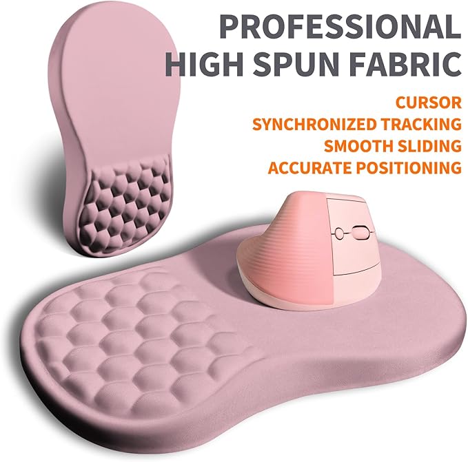 Ergonomic Joint Wrist Support Mouse Pad with Memory Foam Cushion Massage Bump, Carpal Tunnel Mousepad Slope Design for Wrist Rest, 11.8x7.9 in, Thistle