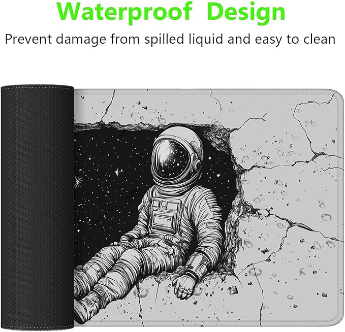 Space Astronaut Desk Mat Black and White Stars Mousepad XL Large Gaming Mouse Pad Laptop Keyboard Mat Desk Pad 31.5"x11.8" Office Computer Keyboard Laptop Home
