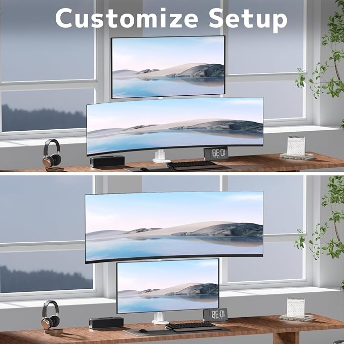 Dual Monitor-Arm Heavy Duty Ultrawide - 24-57 inch Vertical Dual Monitor Mount, Adjustable Stacked Double Monitor Desk Mount Stand, Max Load 59.4 lbs (per Screen), VESA 75/100 mm, White